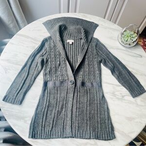 Vintage Y2K Wool So Wear It Declare It Gray Sweater Cardigan Collar Belt size S